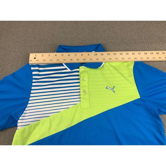 Puma Men's Short Sleeve Golf Polo Shirt Size Small Blue Yellow Athletic - Picture 5 of 8